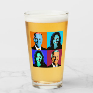 Biden Harris Pop Art (Orange, blått, Lila, rött) Glaskopp