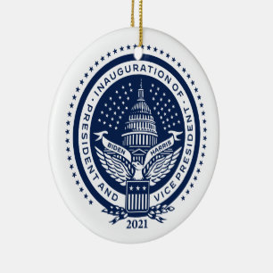 Biden Harris president Ininstallerandet av Logotyp Julgransprydnad Keramik