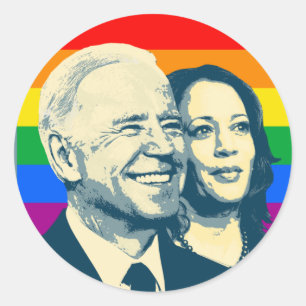 BIDEN HARRIS PRIDE BADGE STORGE RUNT KLISTERMÄRKE