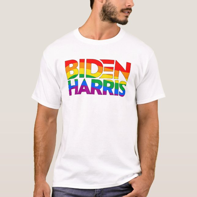Biden Harris Pride Rainbow T Shirt (Framsida)