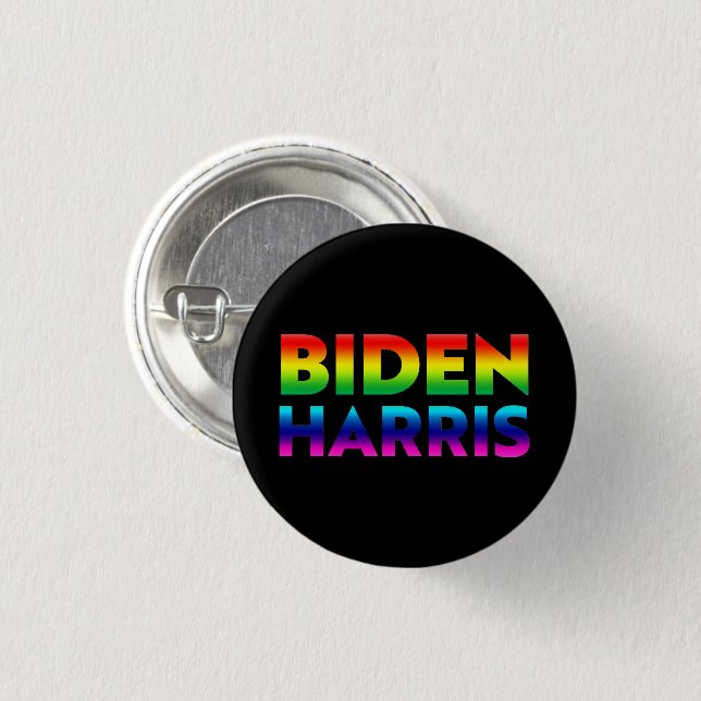 Biden Harris - Pride regnbåge färg brev Knapp (Framsida & baksida)