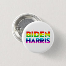 Biden Harris Pride regnbåge färg vit knapp