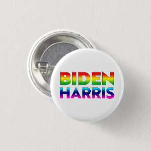 Biden Harris Pride regnbåge färg vit knapp