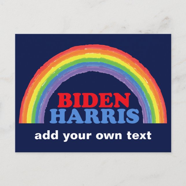 Biden Harris Rainbow Cute Anpassningsbar Democrat Vykort (Framsida)