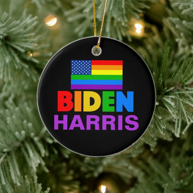 Biden Harris Rainbow Gay pride politisk jul Julgransprydnad Keramik (Träd)