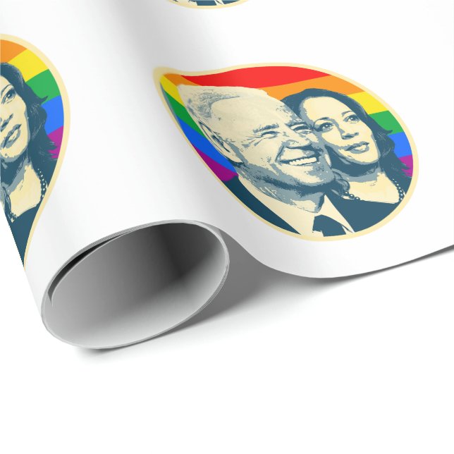 Biden Harris Rainbow Pride Presentpapper (Rullad Hörn)