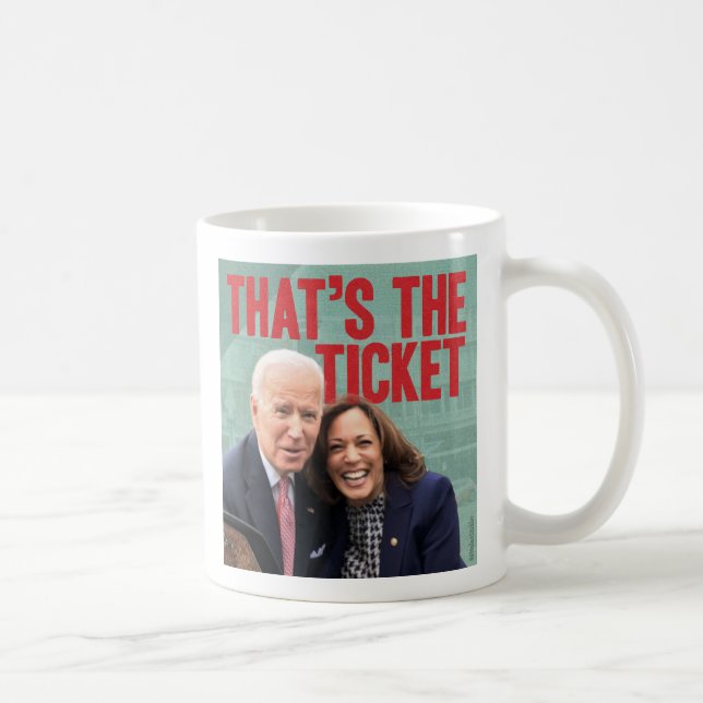 Biden Harris som är BILJETT mugg (Höger)