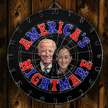 Biden Harris Tecknad AMERICA'S NIGHTMARE Darttavla<br><div class="desc">Tecknaden av Joe Biden och Kamala Harris var i centrum mellan formuleringen AMERIKAS NIGHTMARE. Låt alternater stå mellan rött och blått. Design visas på en svart bakgrund som du kan byta till valfritt färg.</div>