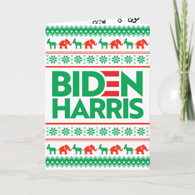 BIDEN HARRIS UGLY CHRISTMAS SWEATER (Grönt) Kort (Framsida)