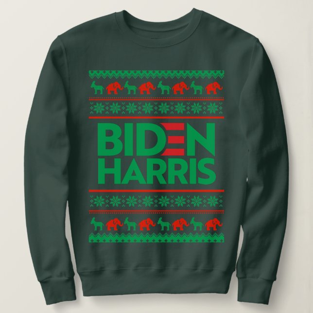BIDEN HARRIS UGLY CHRISTMAS SWEATER (Grönt) T Shirt (Design framsida)
