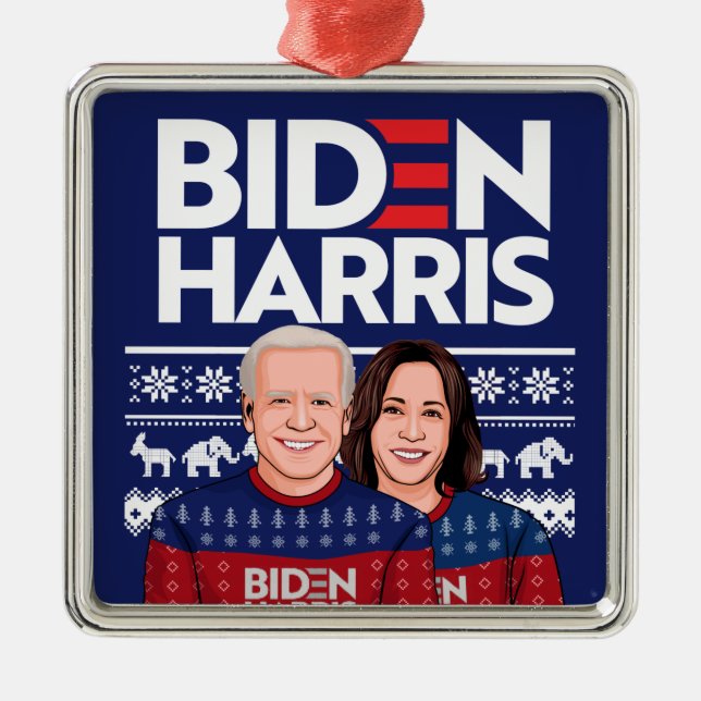 BIDEN HARRIS UGLY SWEATER-KORT JULGRANSPRYDNAD METALL (Framsidan)