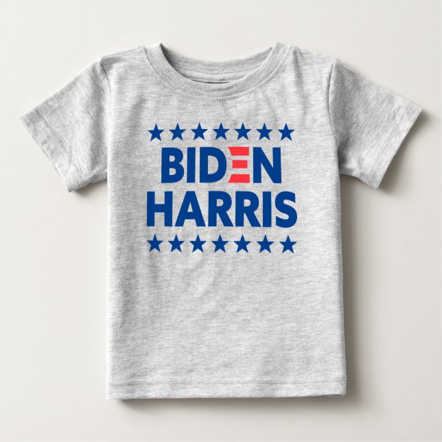 Biden Harris valstöd Blue Stars Grått T Shirt (Framsida)