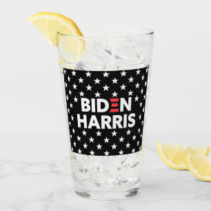 Biden/Harris White Stars Mönster Black Glaskopp
