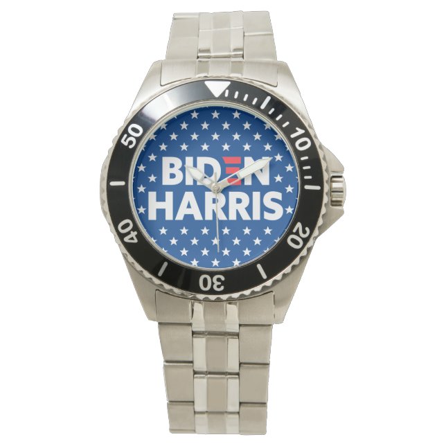 Biden/Harris White Stars Mönster Blue Armbandsur (Framsida)