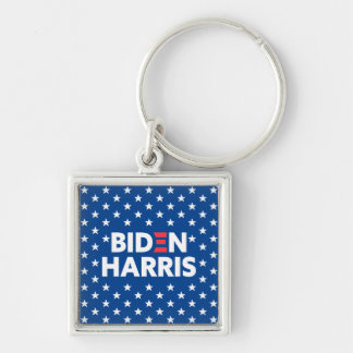 Biden/Harris White Stars Mönster Blue Fyrkantig Silverfärgad Nyckelring