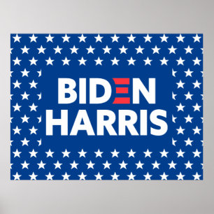 Biden/Harris White Stars Mönster Blue Poster