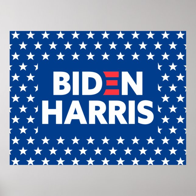 Biden/Harris White Stars Mönster Blue Poster (Framsidan)