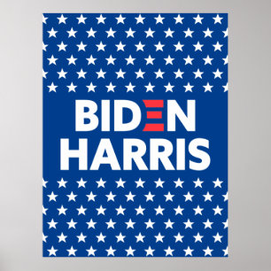 Biden/Harris White Stars Mönster Blue Poster
