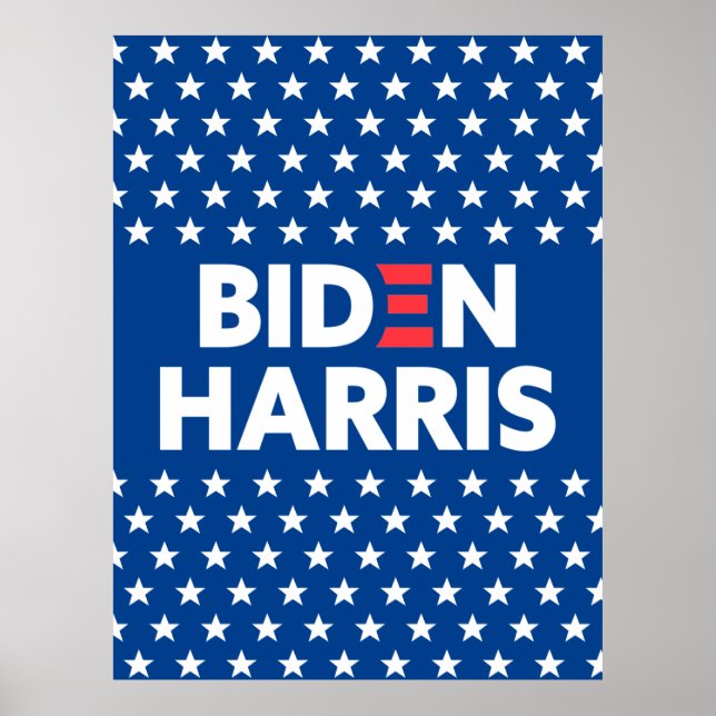 Biden/Harris White Stars Mönster Blue Poster (Framsidan)
