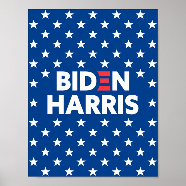 Biden/Harris White Stars Mönster Blue Poster (Framsidan)