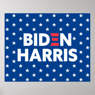 Biden/Harris White Stars Mönster Blue Poster