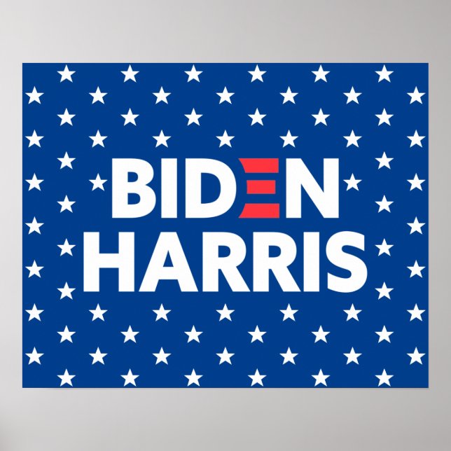 Biden/Harris White Stars Mönster Blue Poster (Framsidan)