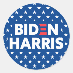 Biden/Harris White Stars Mönster Blue Runt Klistermärke