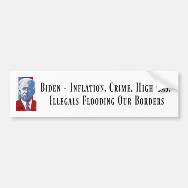 Biden - Inflation, brott, ... - Bumper Sticker Bildekal (Framsidan)