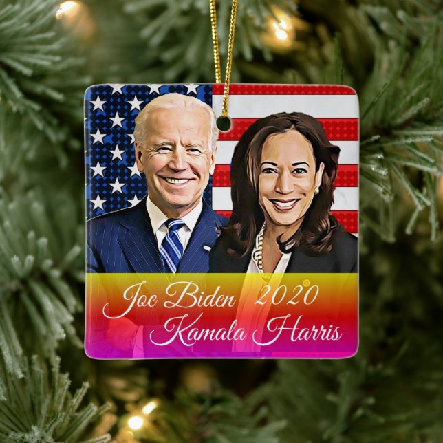 Biden och Harris Keepsaké Souvenir 2020 Julgransprydnad Keramik (Träd)
