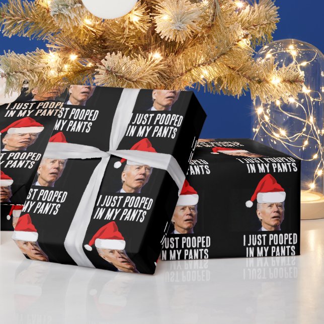 BIDEN POOPED IN BYXOR CHRISTMAS Wrapping Papper Presentpapper (Helgdagar)