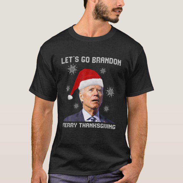 Biden Santa Merry Thanksgiving Lets Go Branson Bra T Shirt (Framsida)