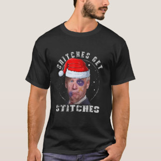 Biden Santa Snitches Get Stitches Funny jul T Shirt