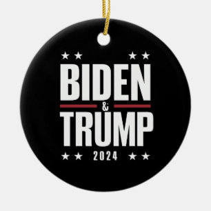 Biden Trump 2024 Lustigt val Presidentens VP Julgransprydnad Keramik