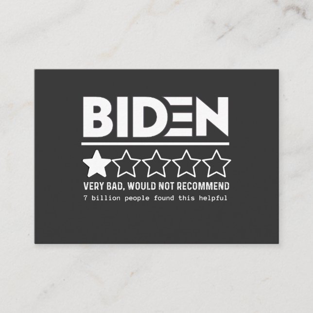 Biden Very Bad Would Not Recommend T-Shirt Visitkort (Framsida)