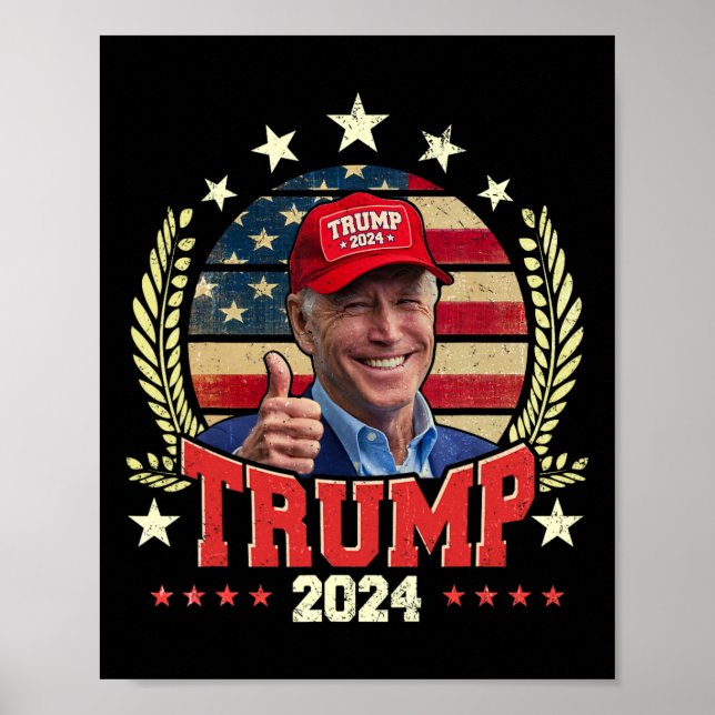 Biden Wearing Trump Red Hat Shirt Funny Trump 2024 Poster (Framsidan)