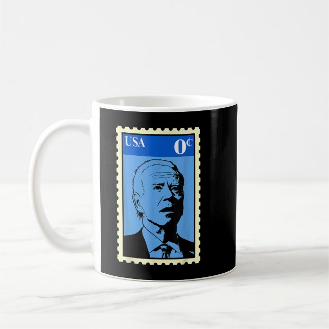 Biden Zero Cents Frimärke 0 Funny JoeBiden Kaffemugg (Vänster)