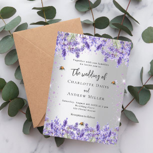 Bidrag för blommigtar av lavender-bin i Bröllop si Inbjudningar
