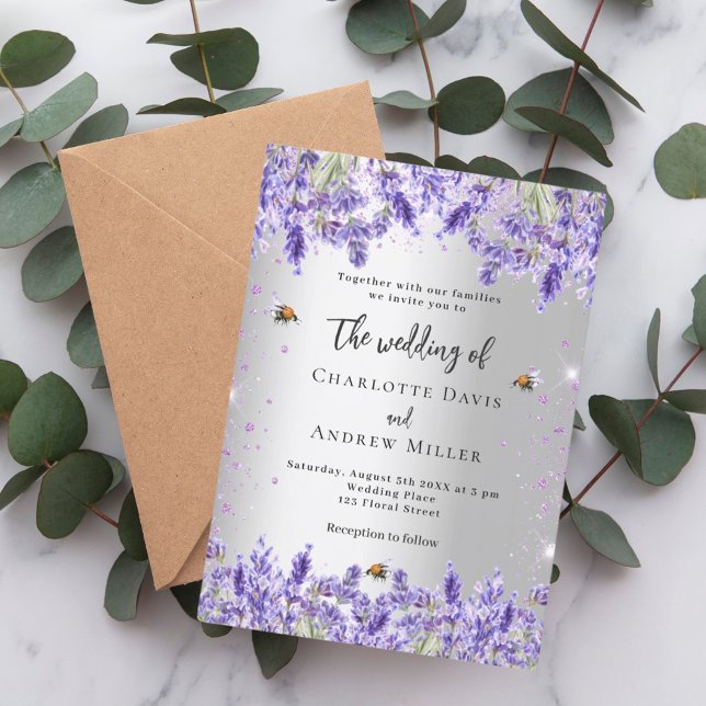 Bidrag för blommigtar av lavender-bin i Bröllop si Inbjudningar (Skapare uppladdad)