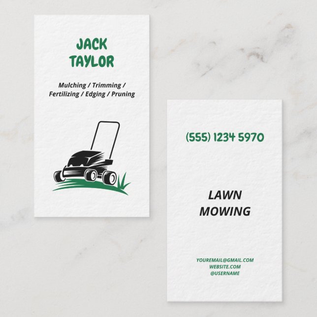 Bidrag för gräsmatta av druvmust visitkort (Fram/baksida)