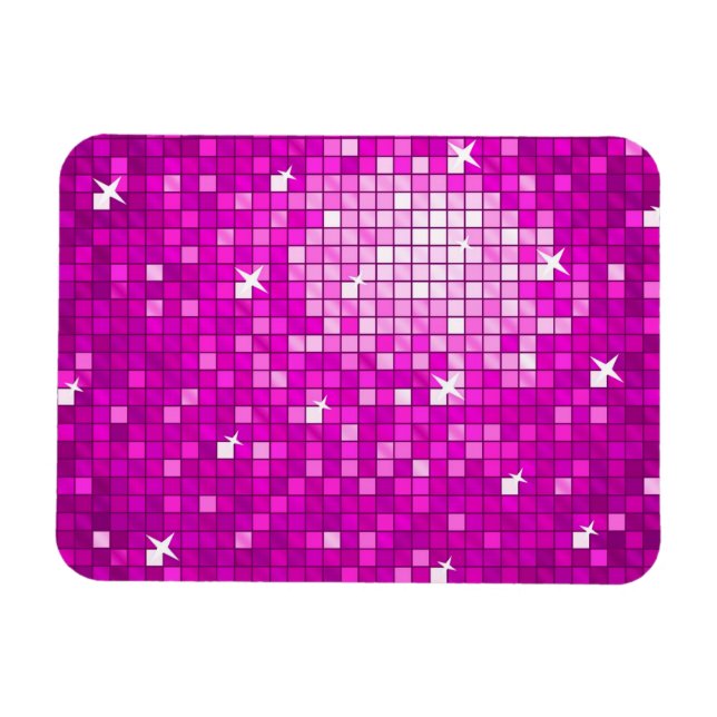 Bidragsmagnet för Rosa av Disco Tiles Magnet (Horisontell)