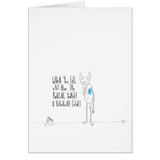 Bidule målade blått hälsningskort