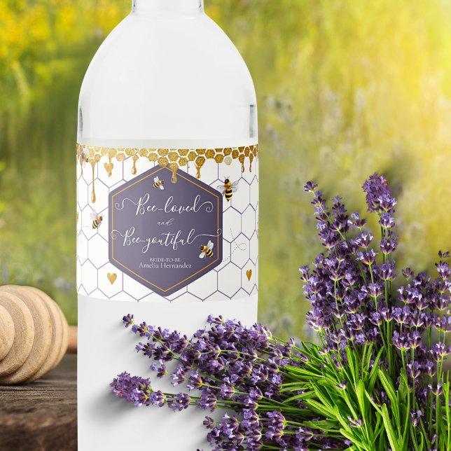 Bie-älskad och bie-fuld vattenflasketikett  vattenflaskor etikett (Skapare uppladdad)