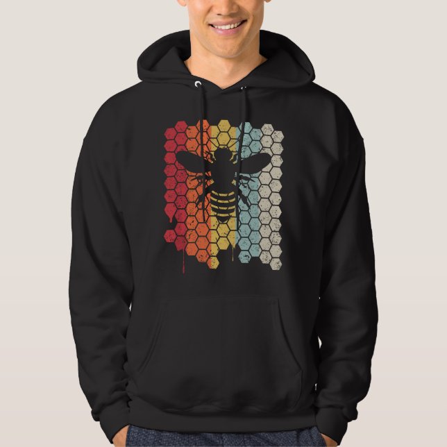 Bie . Retro Stil Bihållare Hoodie (Framsida)