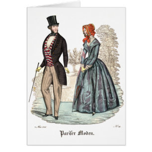 Biedermeier modeillustration hälsningskort