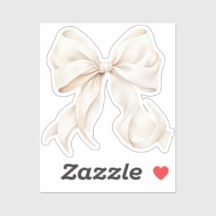 Biege Bow Coquette Ribbon Vinyl Sticker Klistermärken