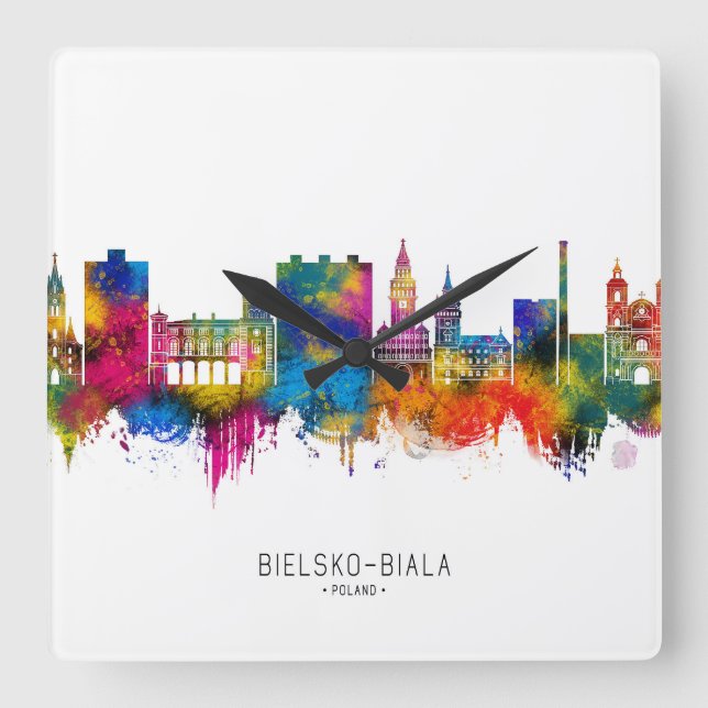 Bielsko-Biala Polen Siluett Fyrkantig Klocka (Framsida)