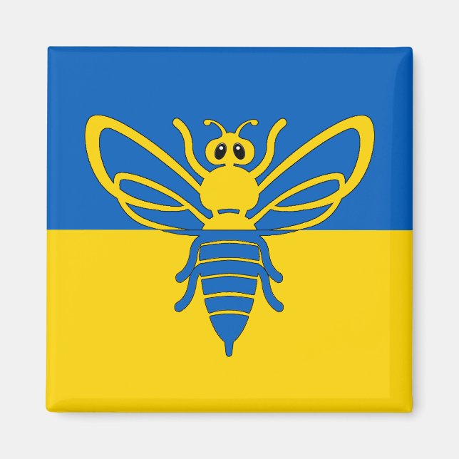 Biene vor der ukrainischen Flagge Magnet (Framsidan)