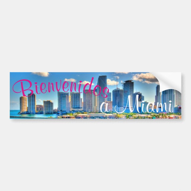 Bienvenidos a Miami Postcard Bumper Stick Bildekal (Framsidan)