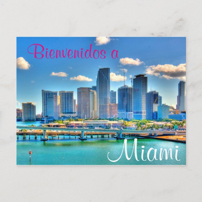 Bienvenidos a Miami Postcard Vykort (Framsida)