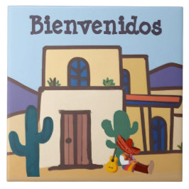  Bienvenidos Mexican Desert Adobe Home Welcome Kakelplatta